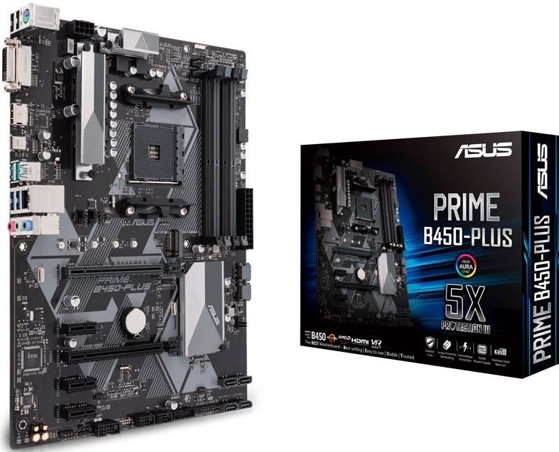 Материнская плата Asus PRIME B450-PLUS Soc-AM4 AMD B450 4xDDR4 ATX AC`97 8ch(7.1) GbLAN RAID+DVI+HDM
