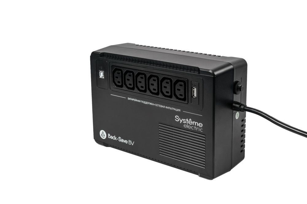 ИБП Systeme Electric Back-Save BV 800VA, 800 VA, 480 Вт, IEC, розеток - 6, USB, черный (BVSE800I)
