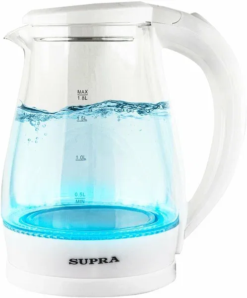 Чайник электрический Supra KES-1856G 1.8л. 1500Вт белый/прозрачный корпус: стекло/пластик