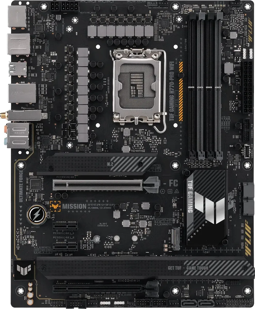 Материнская плата ASUS TUF GAMING H770-PRO WIFI, LGA1700, H770, 4*DDR5, HDMI+DP, 4xSATA3 + RAID, M2