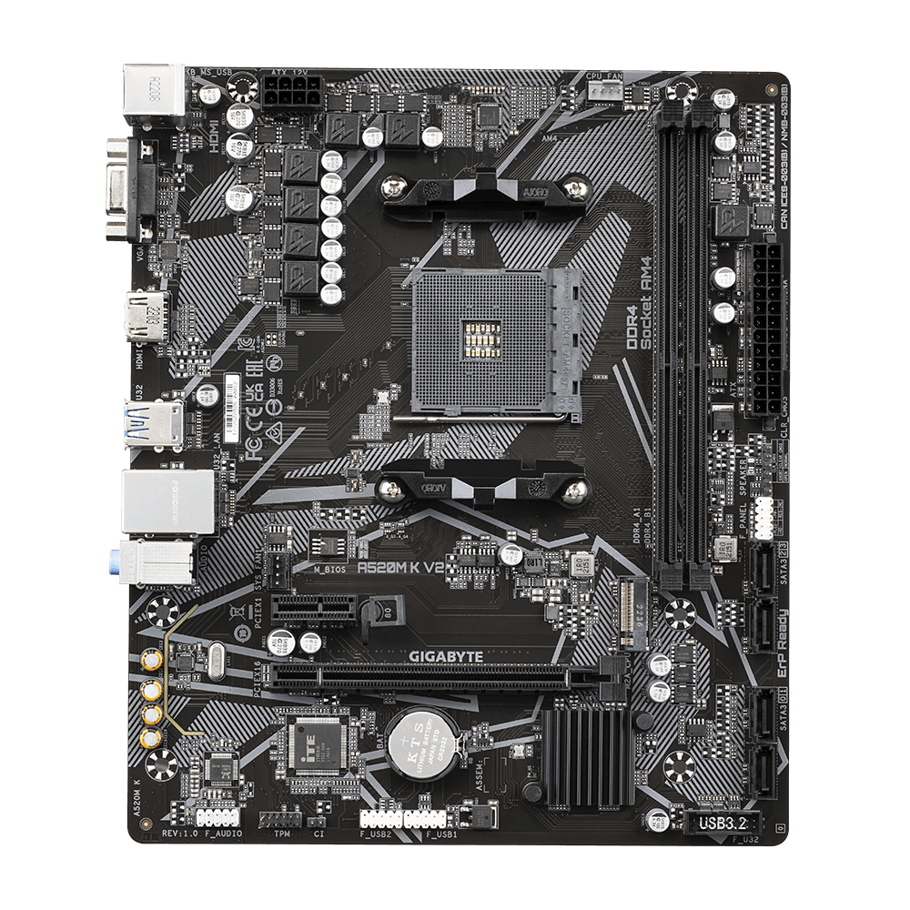 Материнская плата GIGABYTE A520M K V2, SocketAM4, AMD A520, mATX, Ret