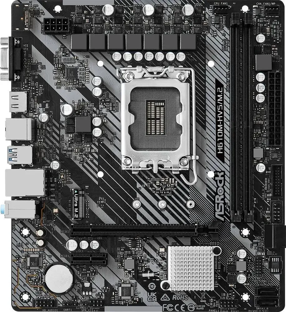 Материнская плата ASROCK H610M-HVS/M.2 R2.0, LGA 1700, Intel H610, mATX, Ret