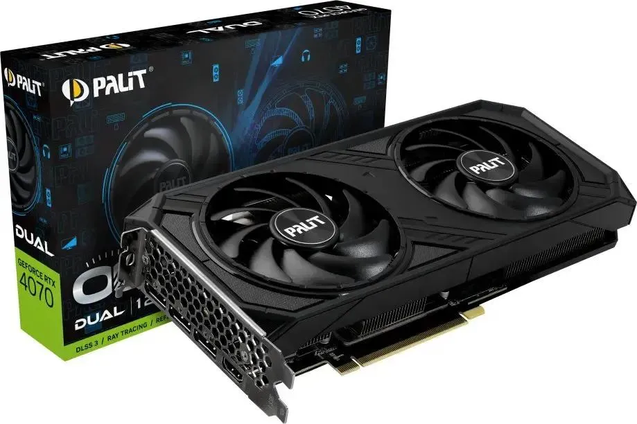 Видеокарта Palit NVIDIA GeForce RTX 4070 Dual OC, 12Gb DDR6X, 192 бит, PCI-E, HDMI, 3DP, Retail (NED4070S19K9-1047D)