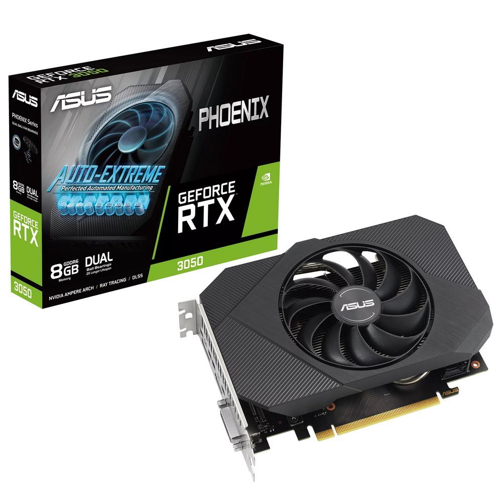 Видеокарта ASUS GeForce RTX 3050 8192Mb, Phoenix 8G V2 (PH-RTX3050-8G-V2) 1xDVI-D, 1xHDMI, 1xDP, Ret