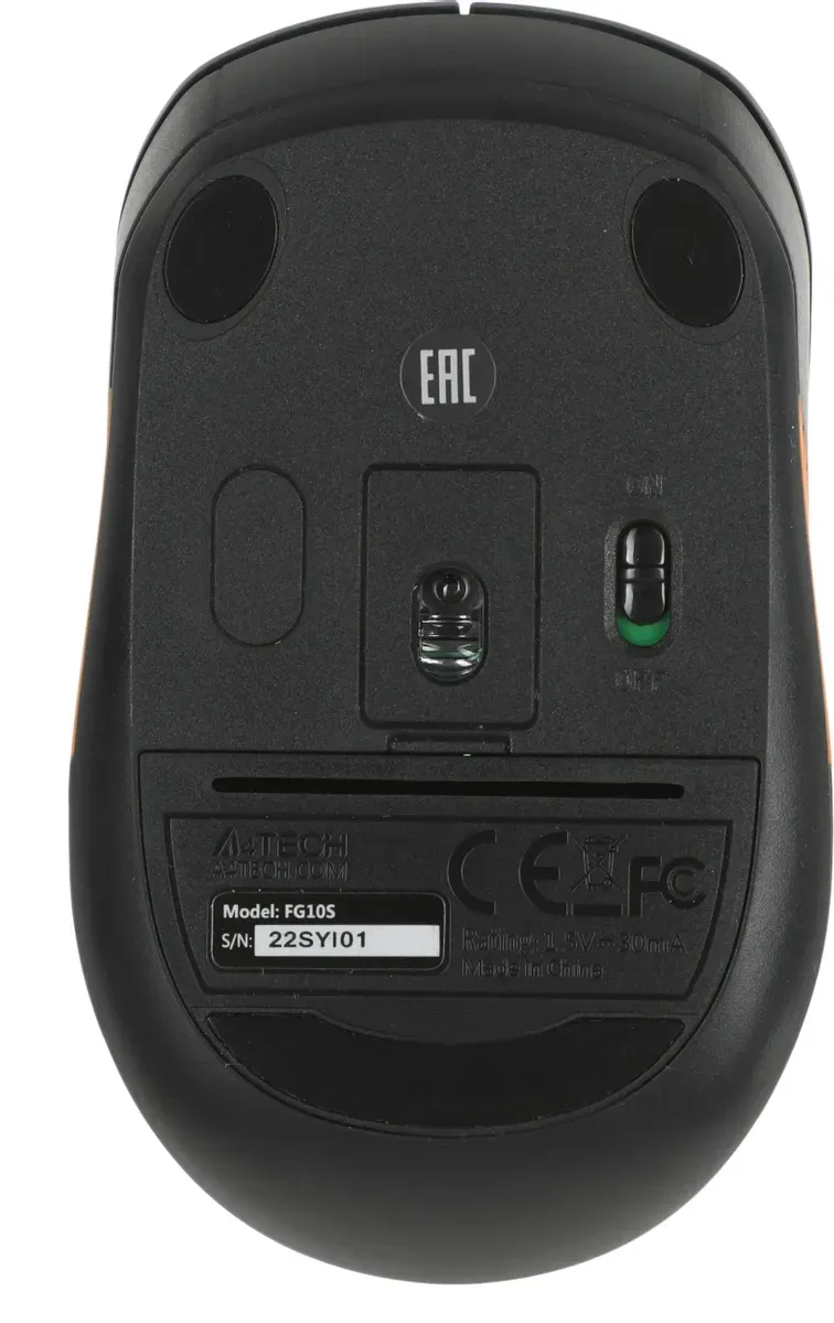 Мышь A4Tech Fstyler FG10S черный/оранжевый оптическая (2000dpi) silent беспроводная USB (4but)