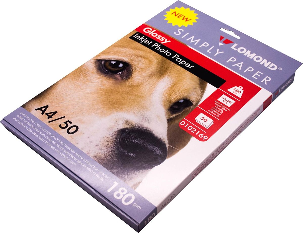 Фотобумага Lomond Simply 0102169 A4/180г/м2/50л./белый CIE148% глянцевое для струйной печати