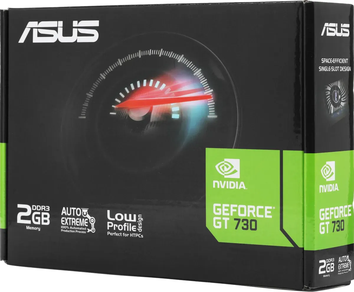Видеокарта Asus PCI-E GT730-2GD3-BRK-EVO NVIDIA GeForce GT 730 2Gb 64bit DDR3 902/1800 DVIx1 HDMIx1
