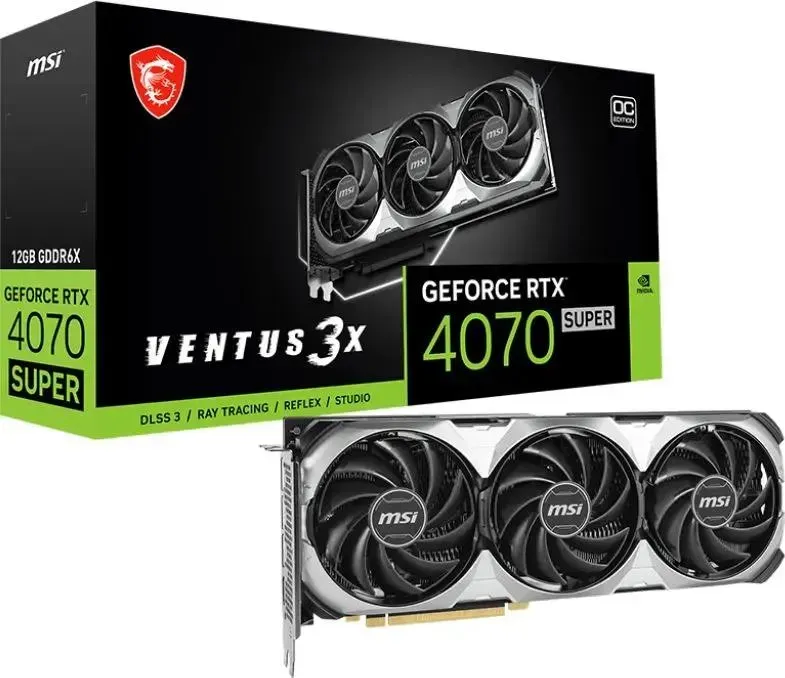 Видеокарта MSI GeForce RTX 4070 Super 12288Mb, Ventus 3X OC 12G (RTX 4070 Super 12G Ventus 3X OC) 1x