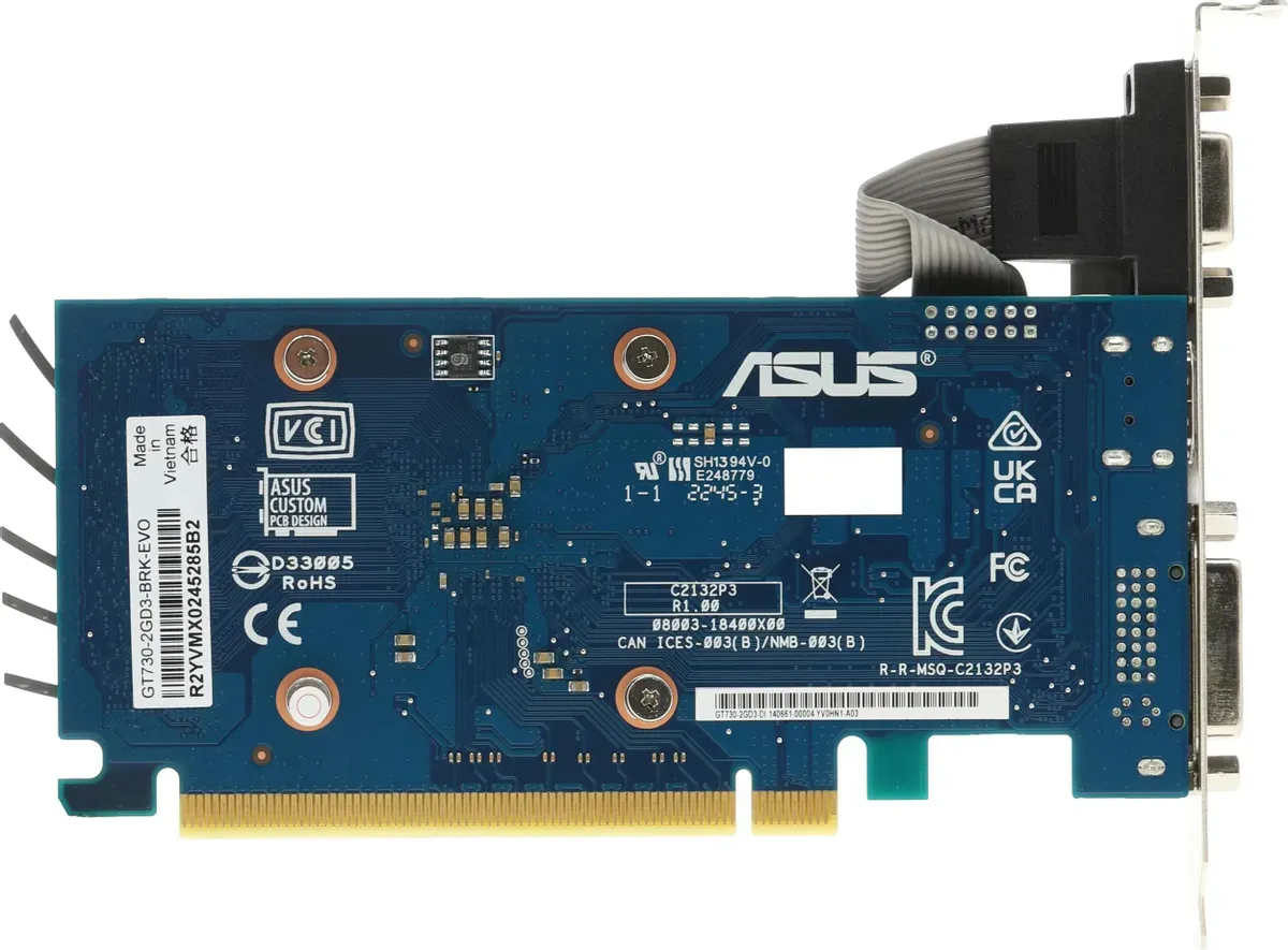 Видеокарта Asus PCI-E GT730-2GD3-BRK-EVO NVIDIA GeForce GT 730 2Gb 64bit DDR3 902/1800 DVIx1 HDMIx1
