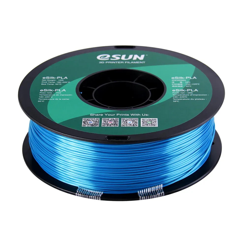 Катушка пластика eSilk-PLA filament, 1.75 mm, cyan, 1 kg/roll