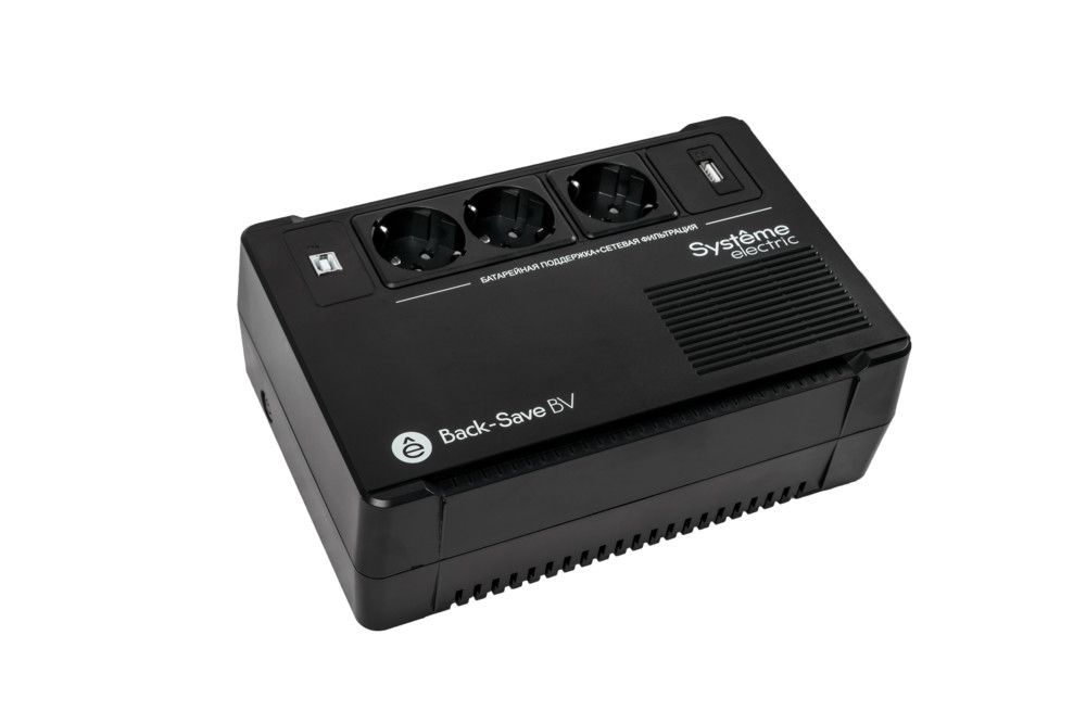 ИБП Systeme Electric Back-Save BV 600VA, 600 VA, 360 Вт, EURO, розеток - 3, USB, черный (BVSE600RS)