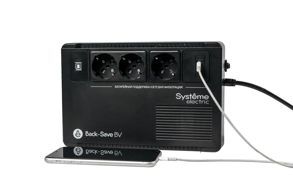 ИБП Systeme Electric Back-Save BV 600VA, 600 VA, 360 Вт, EURO, розеток - 3, USB, черный (BVSE600RS)