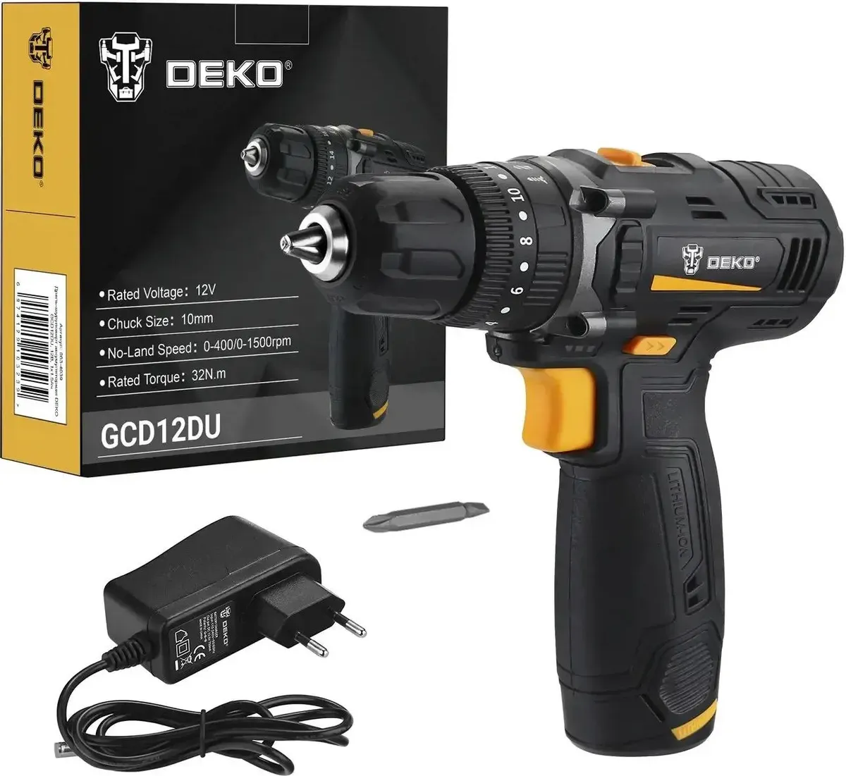 Ударная дрель-шуруповерт DEKO GCD12DU, 2Ач,  с двумя аккумуляторами [063-4038]