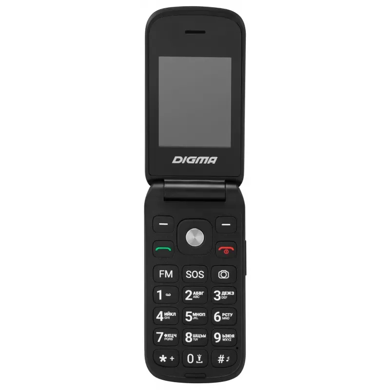 Мобильный телефон Digma VOX FS240 32Mb черный раскладной 2Sim 2.44" 240x320 0.08Mpix GSM900/1800 FM