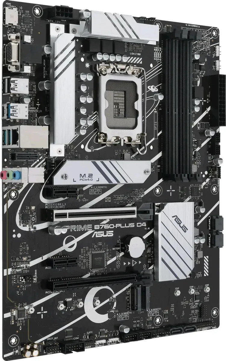 Материнская плата ASUS PRIME B760-PLUS D4, LGA1700 4xDDR4 4xSATA3 3xM.2 RAID VGA HDMI DP ATX