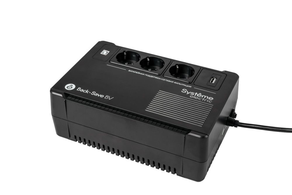 ИБП Systeme Electric Back-Save BV 400VA, 400 VA, 240 Вт, EURO, розеток - 3, USB, черный (BVSE400RS)