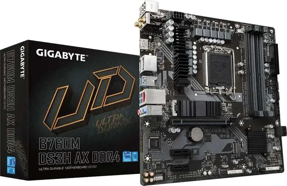 Материнская плата Gigabyte B760M DS3H AX DDR4 Soc-1700 Intel B760 4xDDR4 mATX AC`97 8ch(7.1) 2.5Gg R