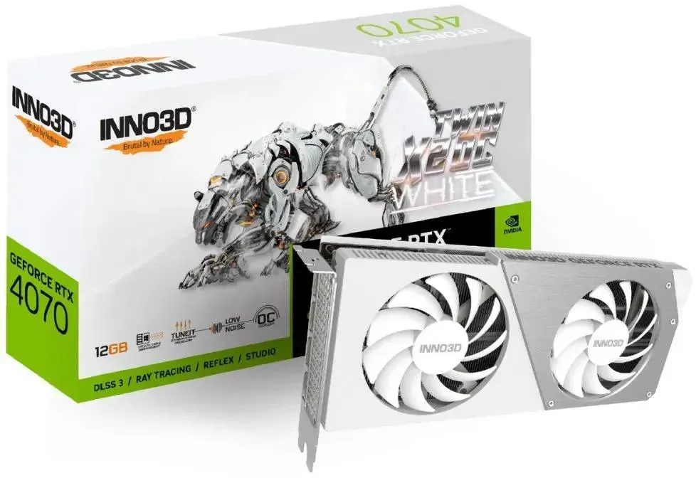 Видеокарта Inno3D GeForce RTX 4070 TWIN X2 OC WHITE 12GB GDDR6X 192-bit DPx3 HDMI 2FAN RTL
