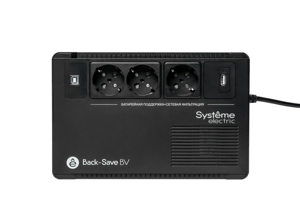 ИБП Systeme Electric Back-Save BV 400VA, 400 VA, 240 Вт, EURO, розеток - 3, USB, черный (BVSE400RS)