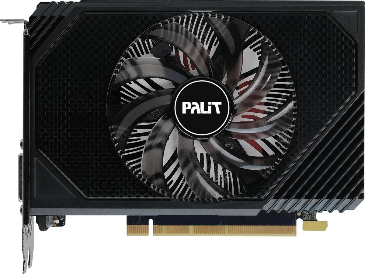 Видеокарта Palit RTX3050 STORMX OC 6Gb NVIDIA GeForce RTX 3050 6Gb PCI-E 4.0 96bit GDDR6 1042/14000 DVIx1 HDMIx1 DPx1 HDCP Ret