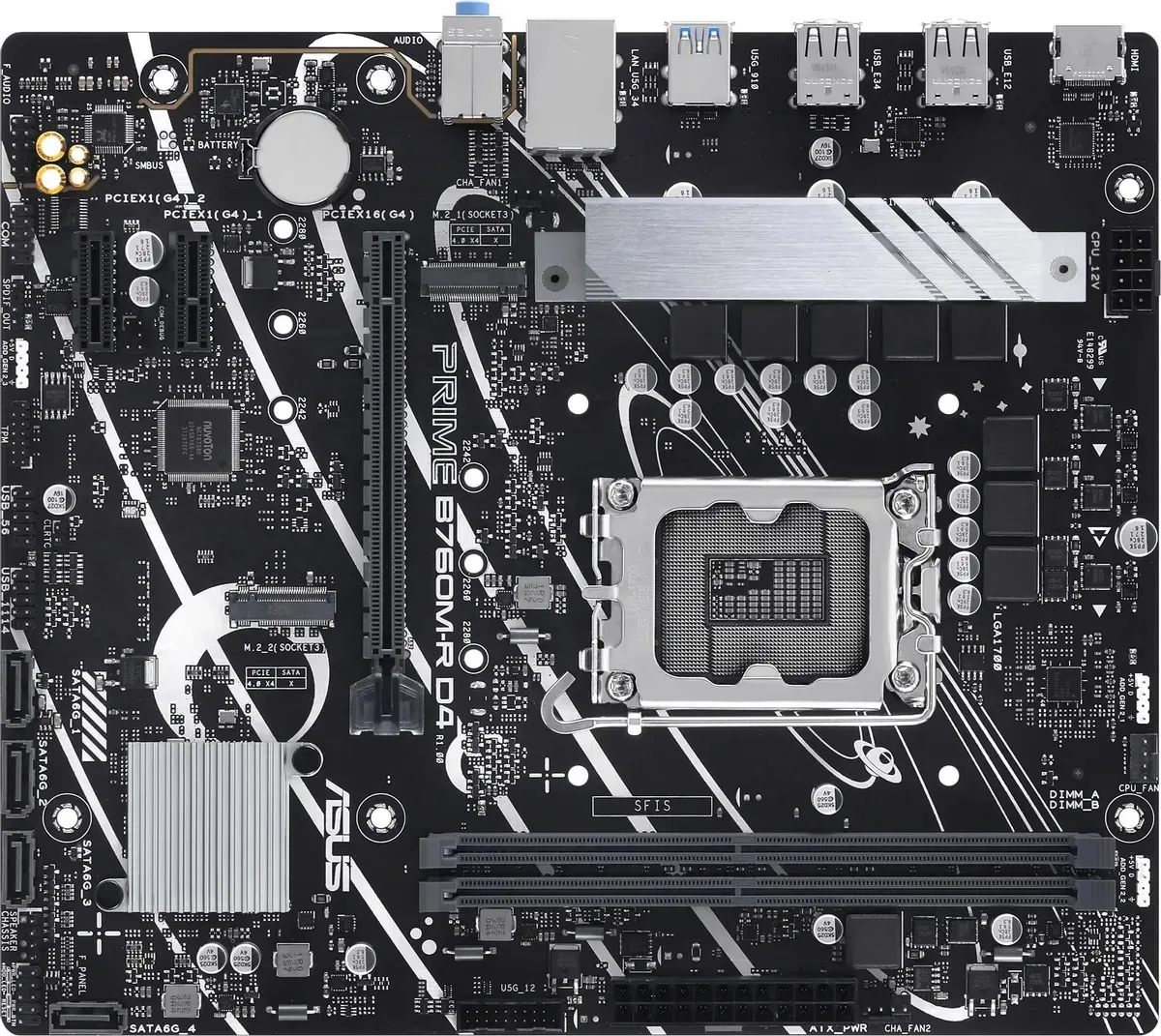 Материнская плата Asus PRIME B760M-R D4 Soc-1700 Intel B760 2xDDR4 mATX AC`97 8ch(7.1) 2.5Gg RAID+HD