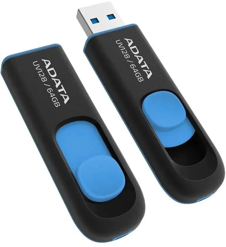 Флеш диск  ADATA Flash Drive 64Gb UV128 AUV128-64G-RBE {USB3.0, BLACK/BLUE}