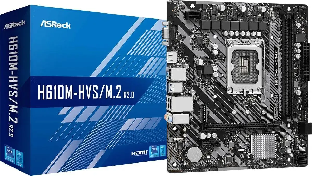 Материнская плата ASROCK H610M-HVS/M.2 R2.0, LGA 1700, Intel H610, mATX, Ret