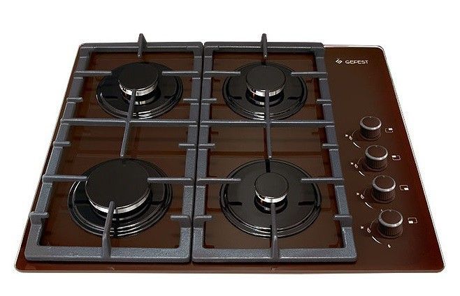Газовая варочная поверхность Gefest СВН 2230 К4 [закаленное стекло, конфорок - 4, электроподжиг, газконтроль, решетки - чугун, коричневый]