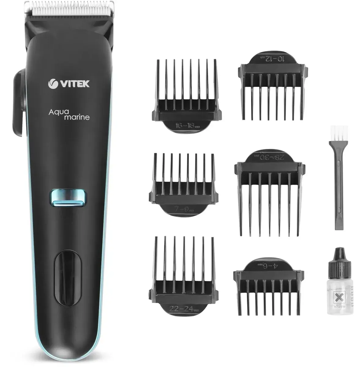 Машинка для стрижки Vitek Aquamarine VT-1353 черный/бирюзовый 4Вт (насадок в компл:6шт)