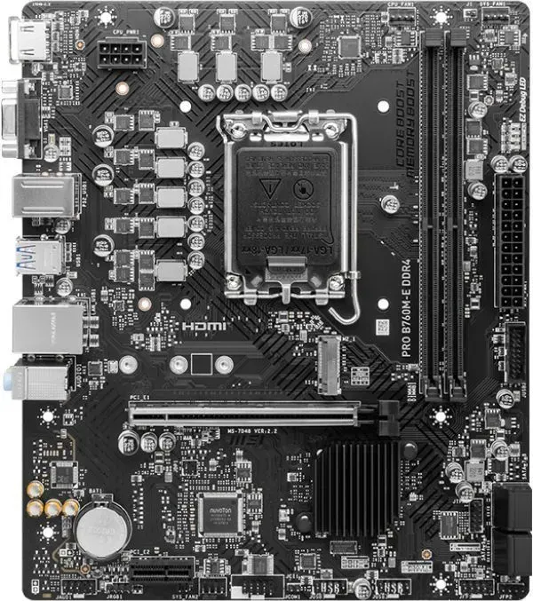 Материнская плата MSI PRO B760M-E Soc-1700 Intel B760 2xDDR5 mATX AC`97 8ch(7.1) GbLAN+VGA+HDMI