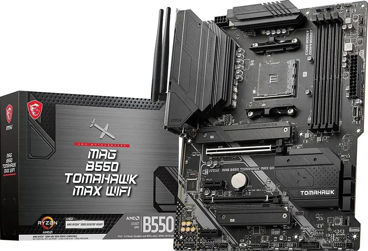 Материнская плата MSI MAG B550 TOMAHAWK MAX WIFI Soc-AM4 AMD B550 4xDDR4 ATX AC`97 8ch(7.1)