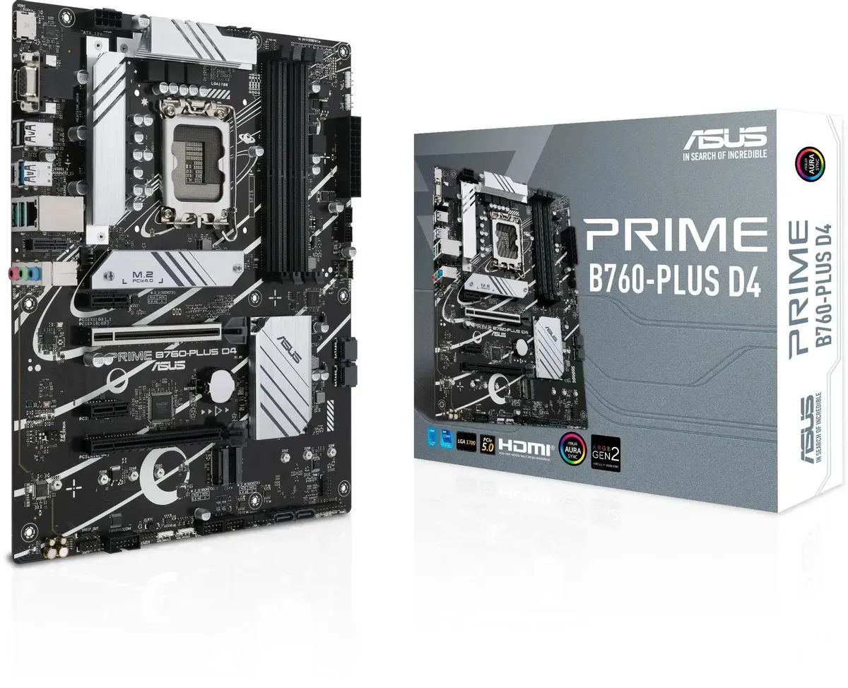 Материнская плата ASUS PRIME B760-PLUS D4, LGA1700 4xDDR4 4xSATA3 3xM.2 RAID VGA HDMI DP ATX