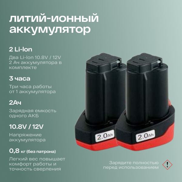 Metabo PowerMaxx BS Акк.др-шпв.12В 2х2.0,LC40,патр.,кейс
