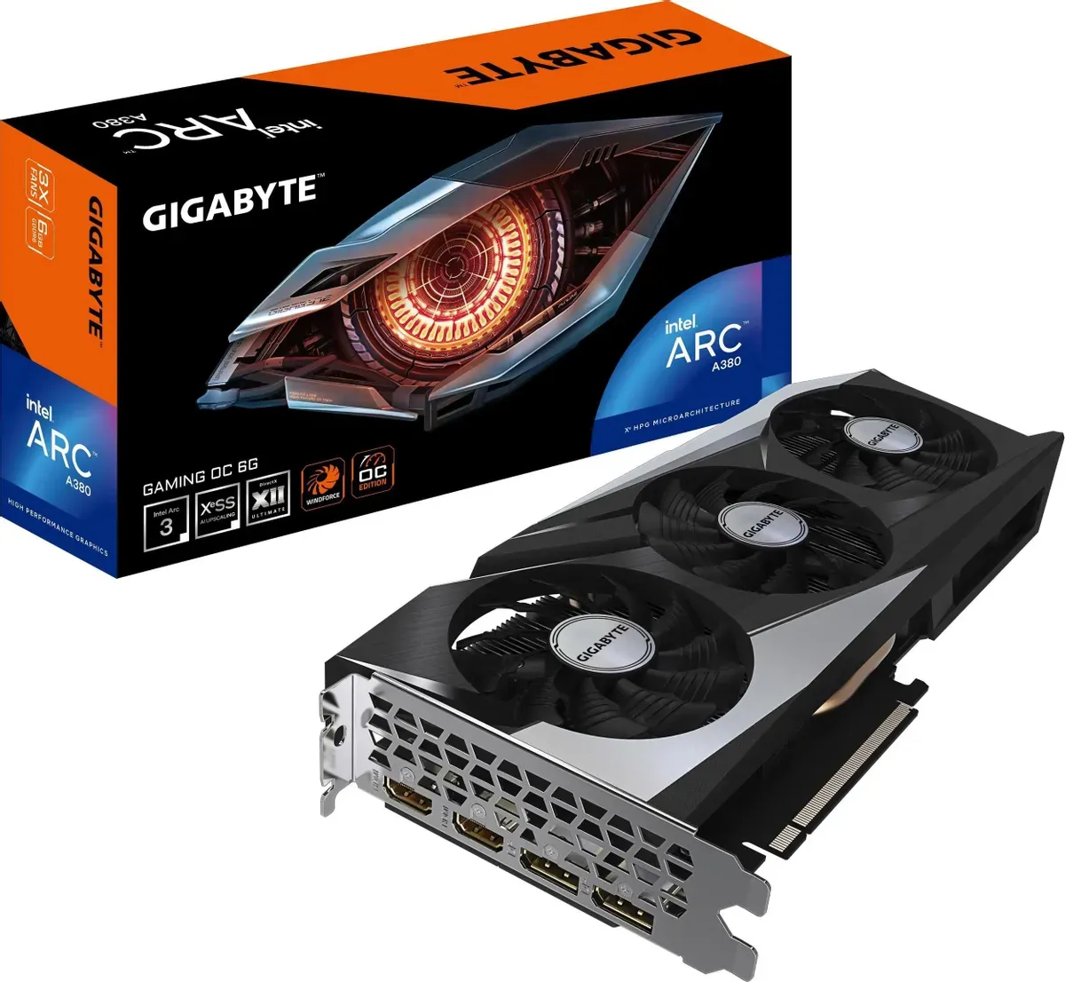 Видеокарта GIGABYTE INTEL ARC A380, GV-IA380GAMING OC-6GD, 6ГБ, GDDR6, OC, Ret