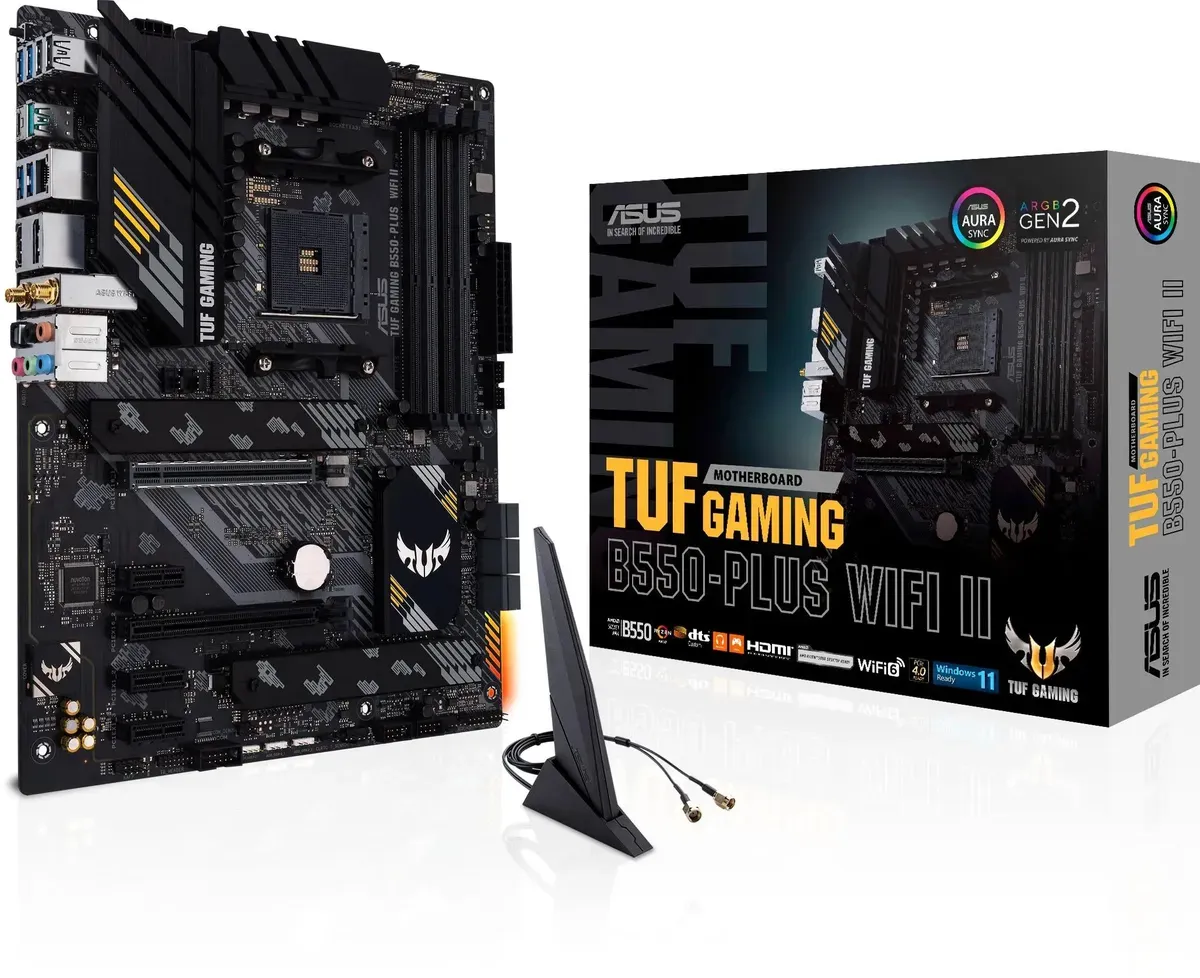 Материнская плата ASUS TUF GAMING B550-PLUS WIFI II, Socket AM4, B550, 4*DDR4, HDMI+DP, CrossFireX