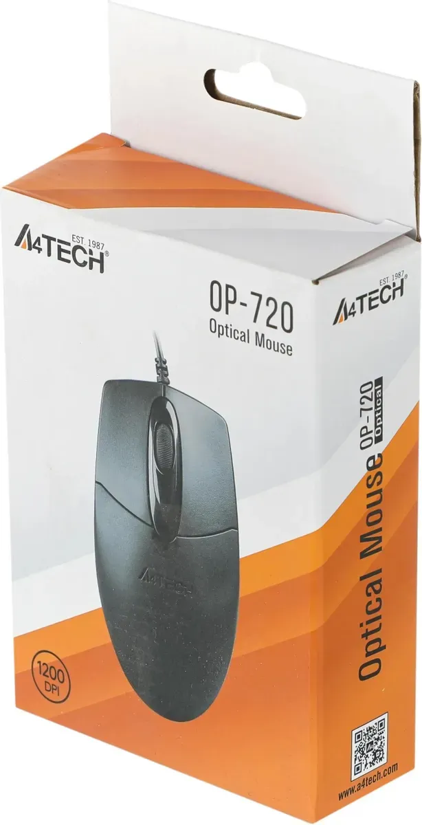Мышь A4TECH OP-720, оптическая, проводная, USB, черный [op-720 usb (black)]