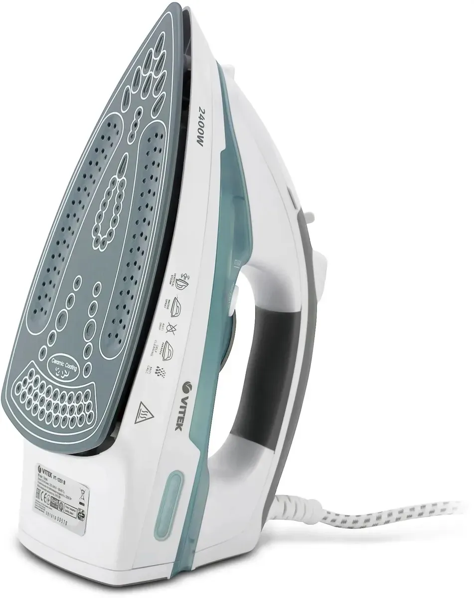 Утюг VITEK VT-1251, 2400 Вт, голубой/белый/серый