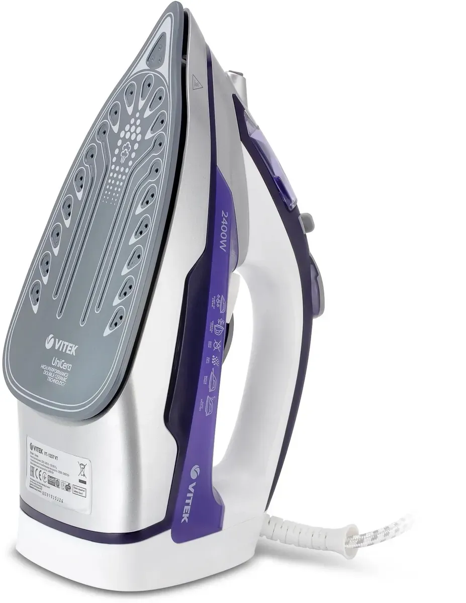 Утюг VITEK VT-1257, 2400 Вт, фиолетовый/белый