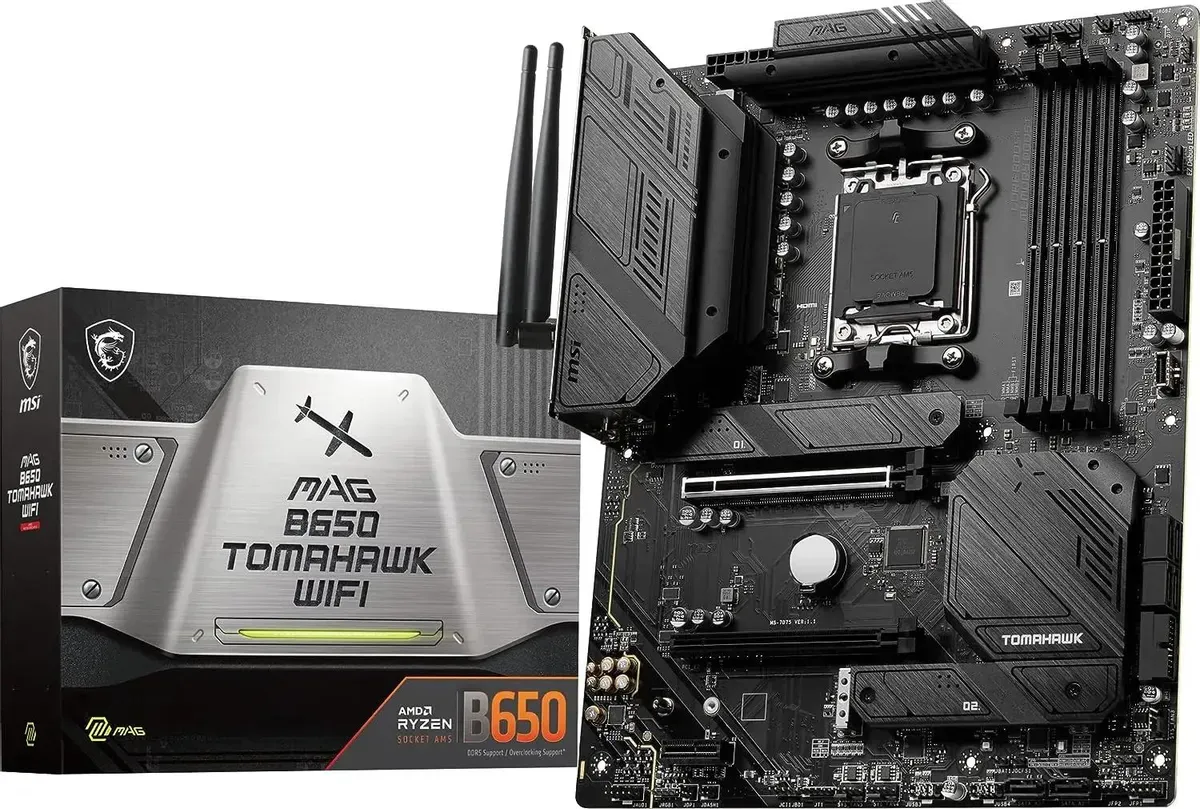 Материнская плата MSI MAG B650 TOMAHAWK WIFI, AM5,4xDDR5,2PCI - Ex16,1PCI-Ex1,3xM.2,6SATA3,1USB3.2Ge